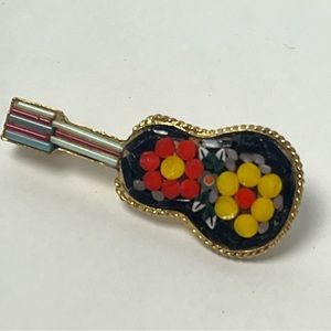 VTG Italian Micro Mini Mosaic Guitar Brooch Pin Jewelry